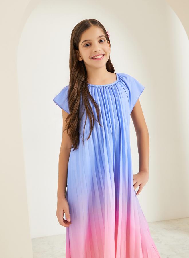 ستايلي فستان ميدي بحافة واسعة بكسرات - Image 2